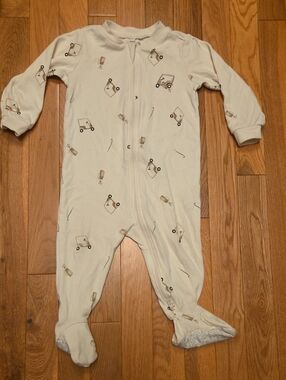 5/$20 Pekkle 12M Golf Print Footed Zipper Onsie Sleeper Pajamas